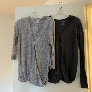 2 Motherhood Maternity Grey Maternity nursing tops 1 w/ hood - gray EUC size M